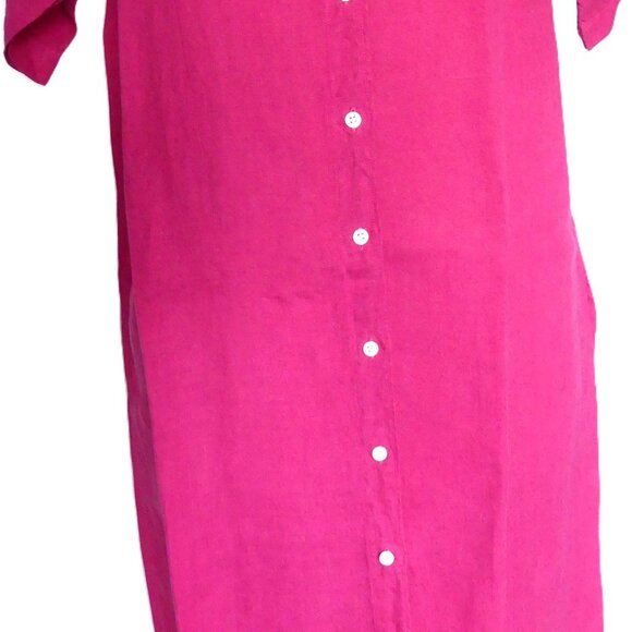 Hartford 100% Linen Richa Dress Fushia Pink Maxi Button Down Shirt Dress Size S - Picture 10 of 13